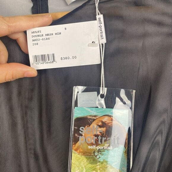 SELF-PORTRAIT DOUBLE MESH MINI DRESS WITH SIDE CUTOUT - Picture 10 of 14